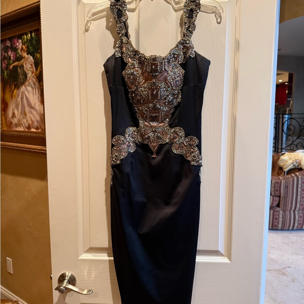 Mandalay midi black satin dress